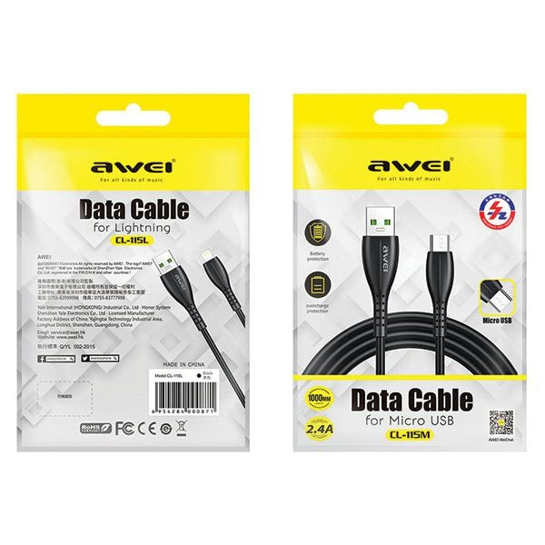 AWEI CL-115T USB-A / USB-C cable 2.4A black