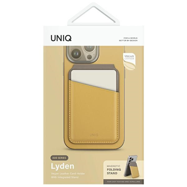 UNIQ Lyden DS RFID magnetic wallet with stand function canary yellow-flint grey