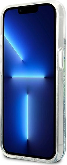 Guess GUHCP13MLFLSN Apple iPhone 13 green hardcase Flower Liquid Glitter