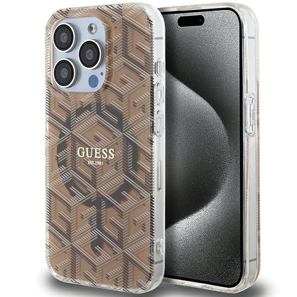 Guess GUHMP15XHGCUSTGW Apple iPhone 15 Pro Max hardcase IML GCube MagSafe brown