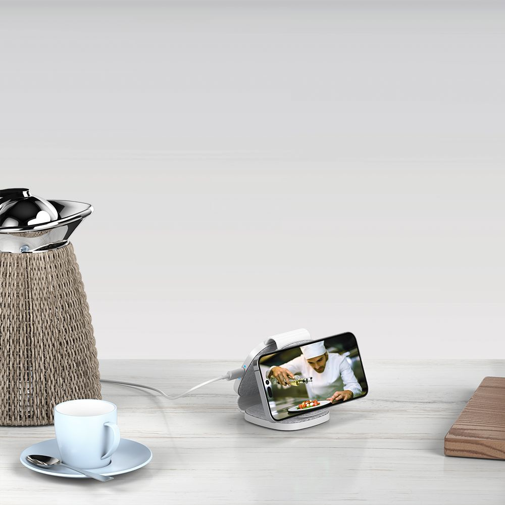 Tech-Protect QI15W-A32 3in1 Magnetic Magsafe Wireless Charger Grey + USB-C / USB-C cable 120cm