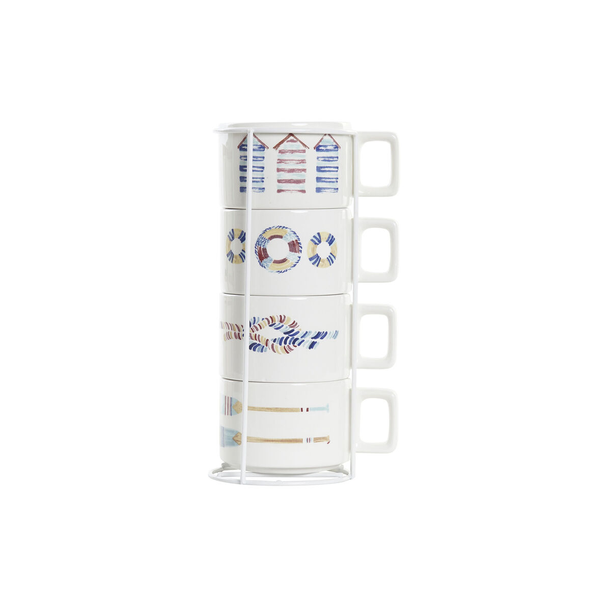 Piece Coffee Cup Set DKD Home Decor Blue Metal Multicolour 260 ml 4 Pieces Dolomite
