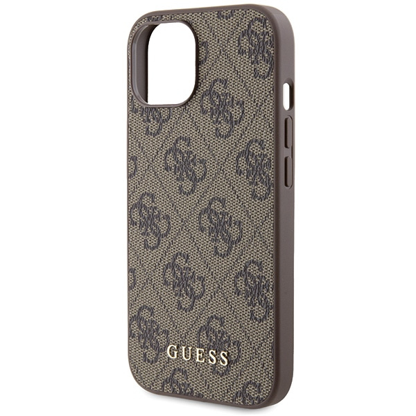 Guess GUHCP15SG4GFBR Apple iPhone 15 hard case 4G Metal Gold Logo brown