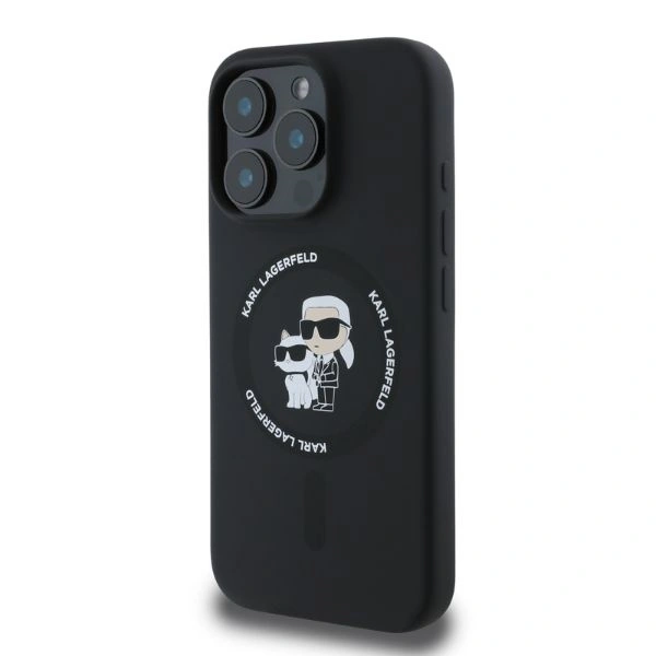 Case Karl Lagerfeld KLHMP16XSCMKCRHK Apple iPhone 16 Pro Max hardcase Silicone Karl&Choupette Heads Ring MagSafe black