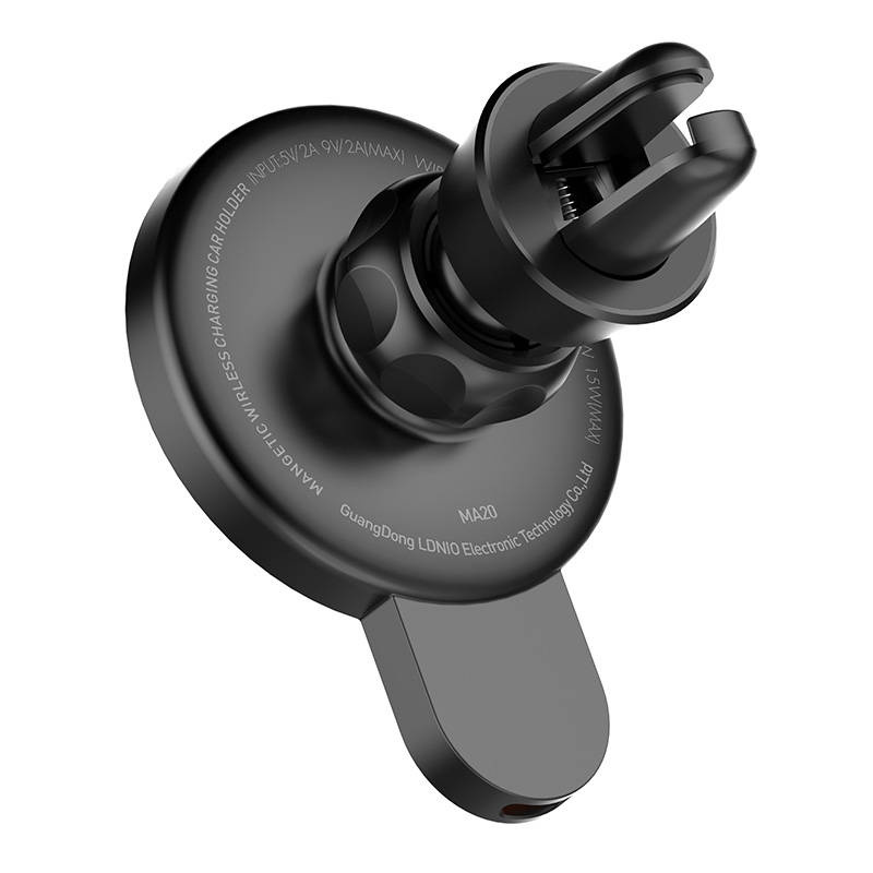 LDNIO MA20 Car Mount Holder with Wireless Charger 15W + Metal Ring (black)