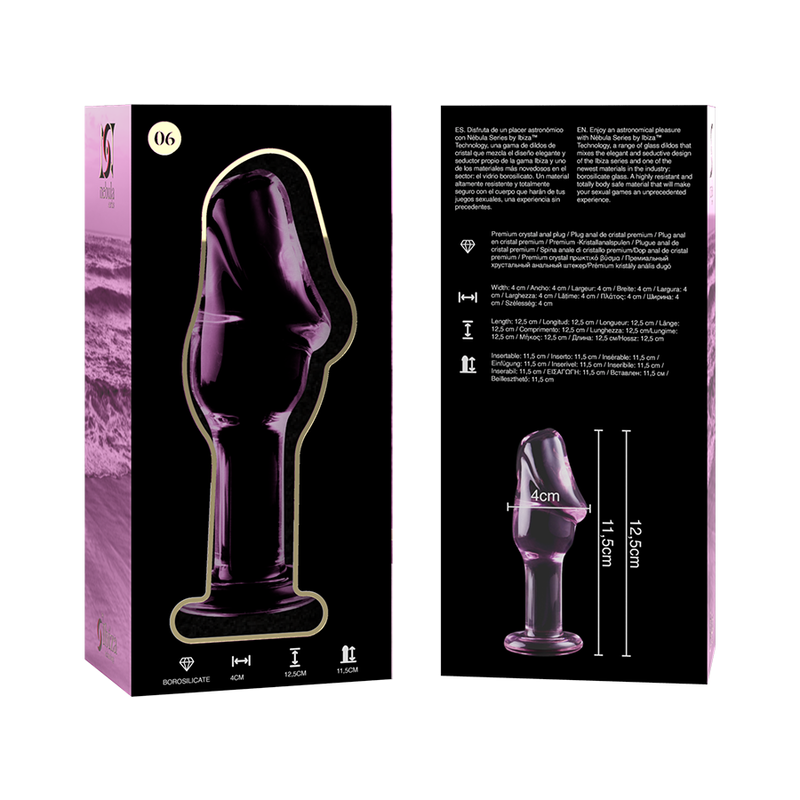 NEBULA SERIES BY IBIZA - MODEL 6 ANAL PLUG BOROSILICATE GLASS 12.5 X 4 CM PINK
