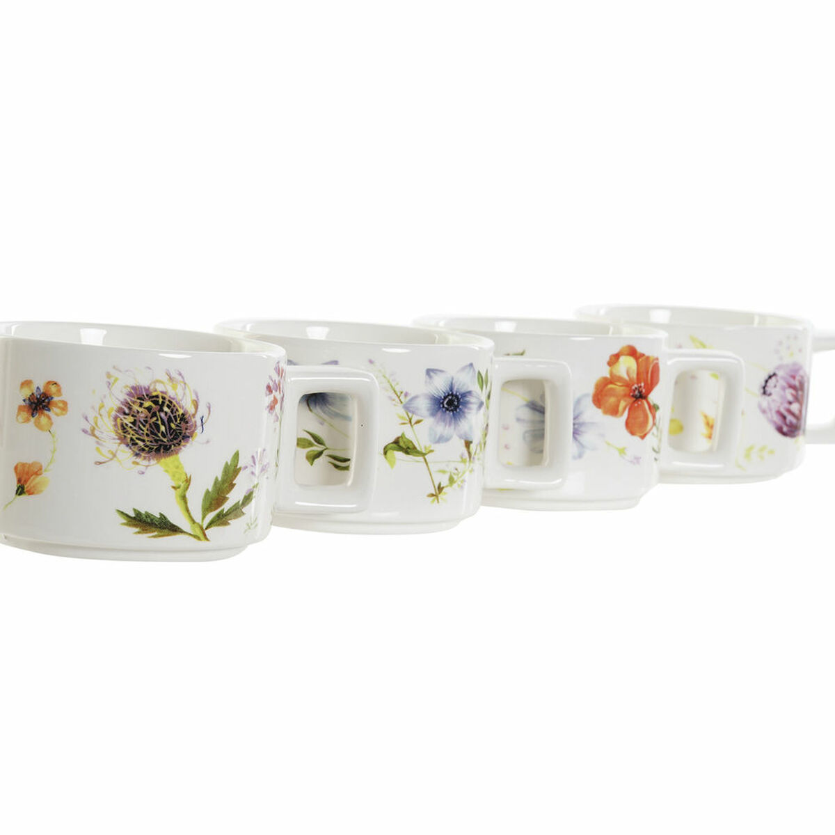 Piece Coffee Cup Set DKD Home Decor Metal Multicolour 260 ml Dolomite (4 Pieces)