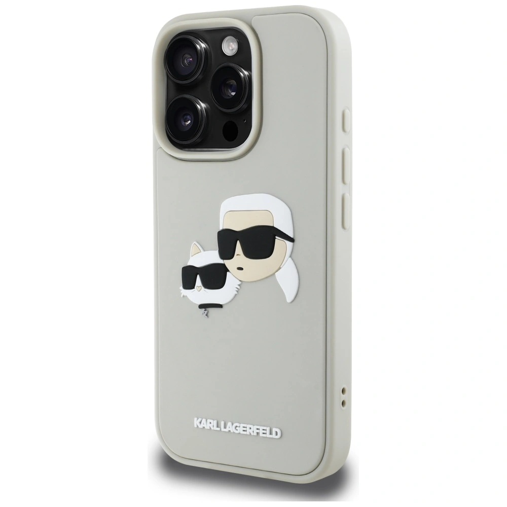 Karl Lagerfeld HC 3D Rubber Double Heads Apple iPhone 16 Pro Max beige