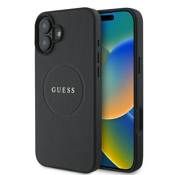 Case Guess GUHMP16MPGHSMMK Apple iPhone 16 Plus hardcase Grained Ring MagSafe black