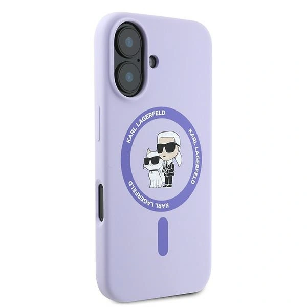 Case Karl Lagerfeld KLHMP16MSCMKCRHU Apple iPhone 16 Plus hardcase Silicone Karl&Choupette Heads Ring MagSafe purple
