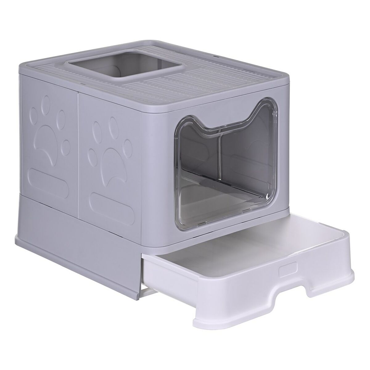 Cat Litter Box Diamentiq Yoko White Grey Plastic Cat Litter Box Diamentiq Yoko White Grey Plastic