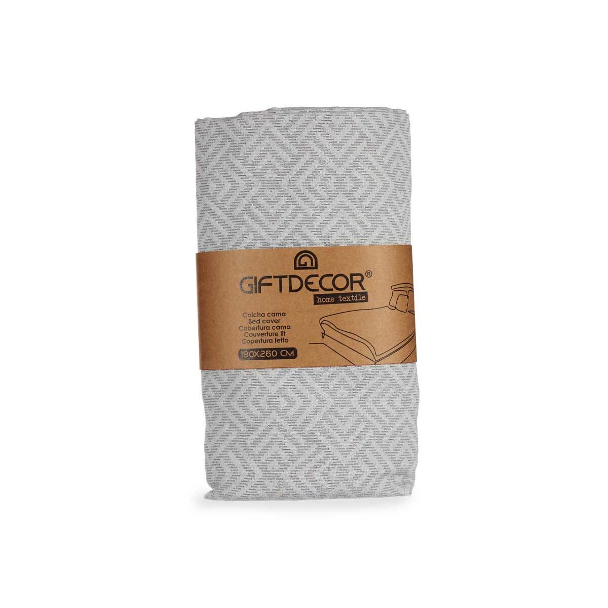 Bedspread (quilt) 180 x 260 cm Geometric Grey (4 Units)