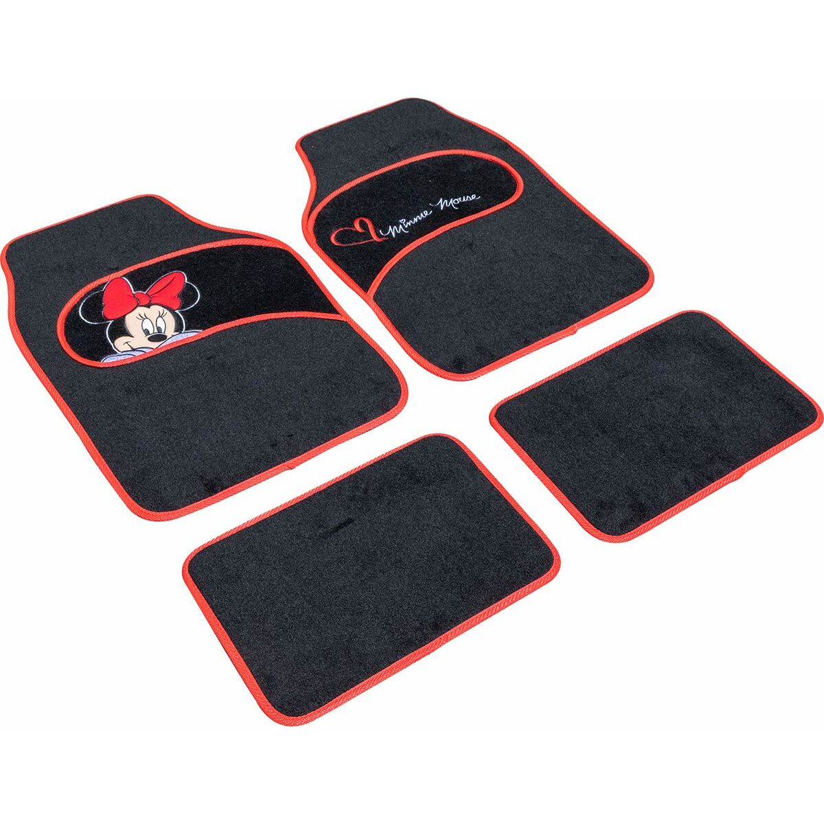 Car Floor Mat Set Minnie Mouse CZ10339 Black/Red