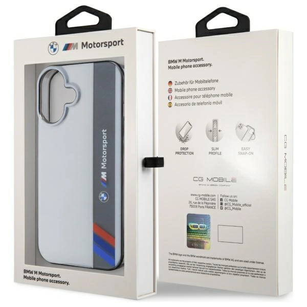 BMW BMHCP16S23HTFEG Apple iPhone 16 hardcase Motorsport IML Vertical Stripe grey