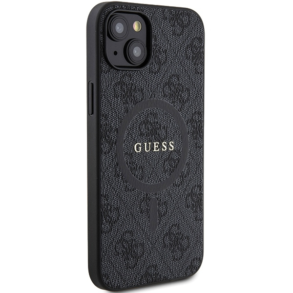 Guess GUHMP14SG4GFRK Apple iPhone 14 / 15 hardcase 4G Collection Leather Metal Logo MagSafe black