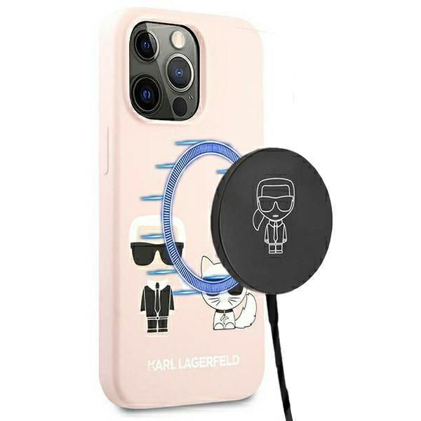 Karl Lagerfeld KLHMP13XSSKCI Apple iPhone 13 Pro Max hardcase light pink Silicone Ikonik Karl & Choupette Magsafe