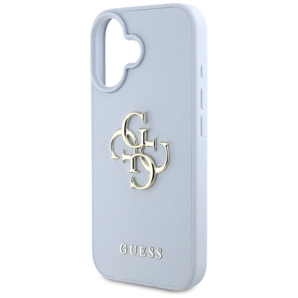 Guess Grained Big 4G Logo Small Classic Logo Apple iPhone 16 blue