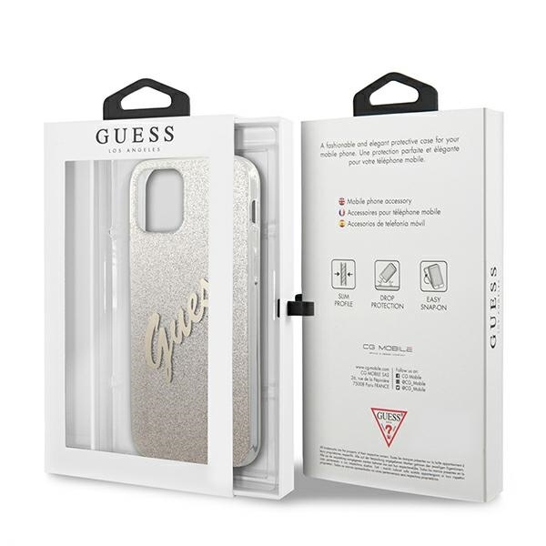 Guess GUHCP12SPCUGLSGO Apple iPhone 12 mini gold hardcase Glitter Gradient Script