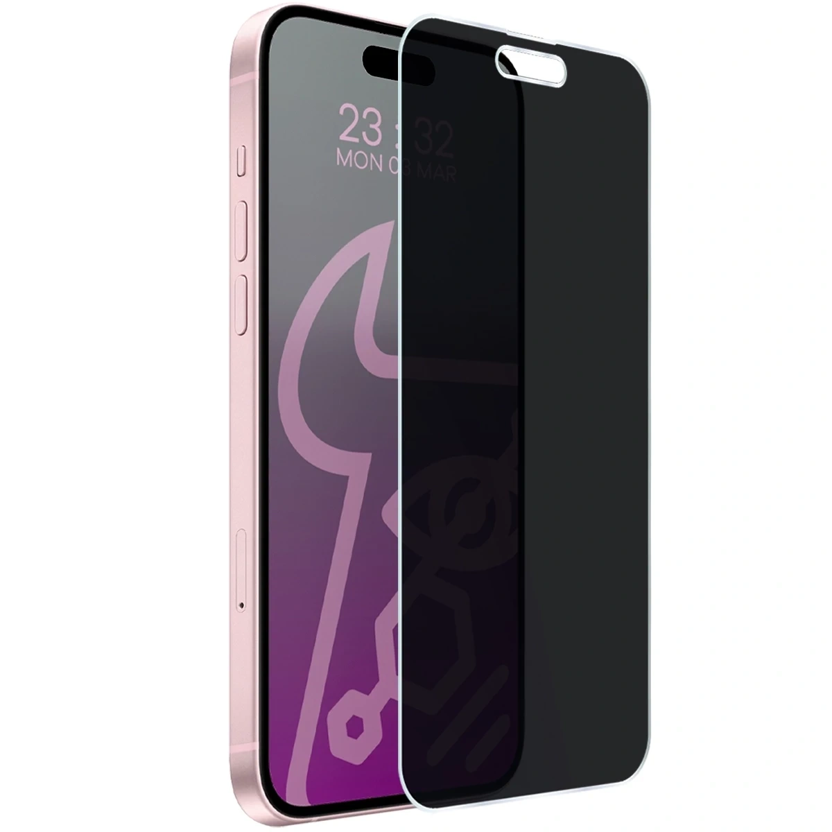 Prywatyzujące szkło hybrydowe Bizon Glass Mule Shadow do Apple iPhone 15 Plus matowe