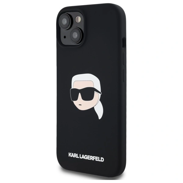 Karl Lagerfeld KLHMP15SSKHPPLK Apple iPhone 15 hardcase Silicone Karl Head Print MagSafe black