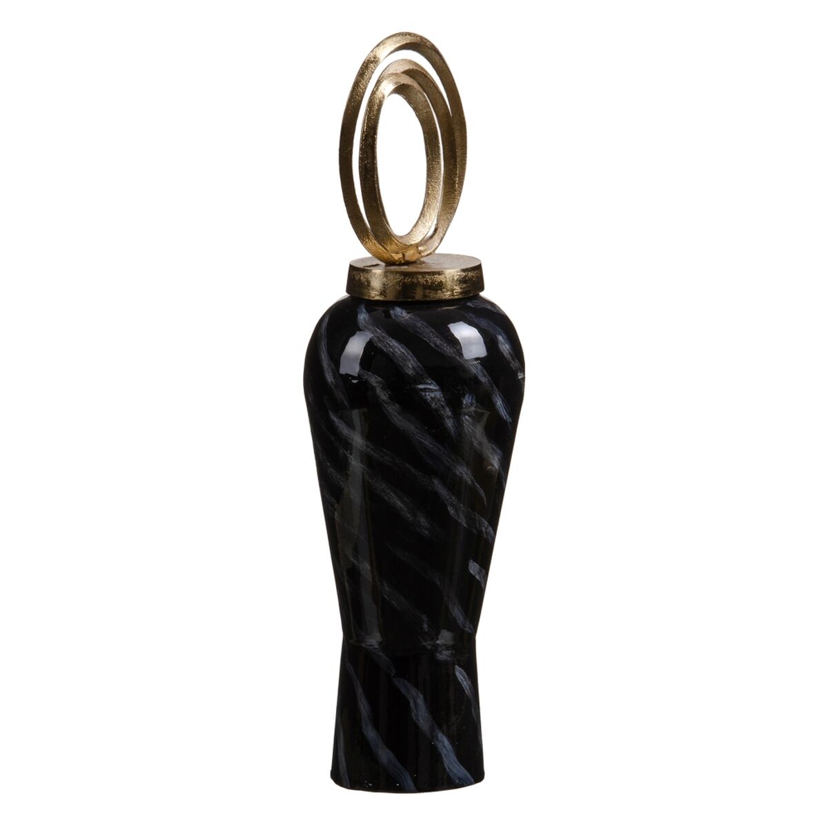 Vase Crystal Black Golden Metal 15 x 15 x 46 cm