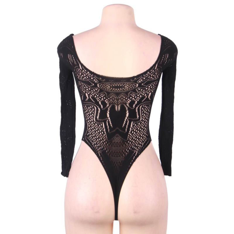 QUEEN LINGERIE LONG SLEEVE TEDDY S-L