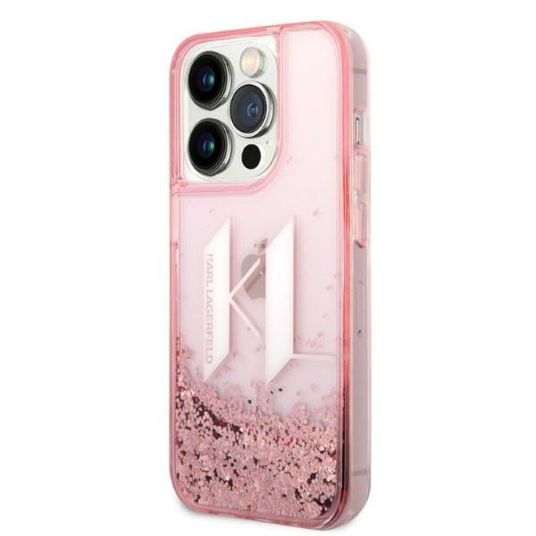 Karl Lagerfeld KLHCP14LLBKLCP Apple iPhone 14 Pro pink hardcase Liquid Glitter Big KL
