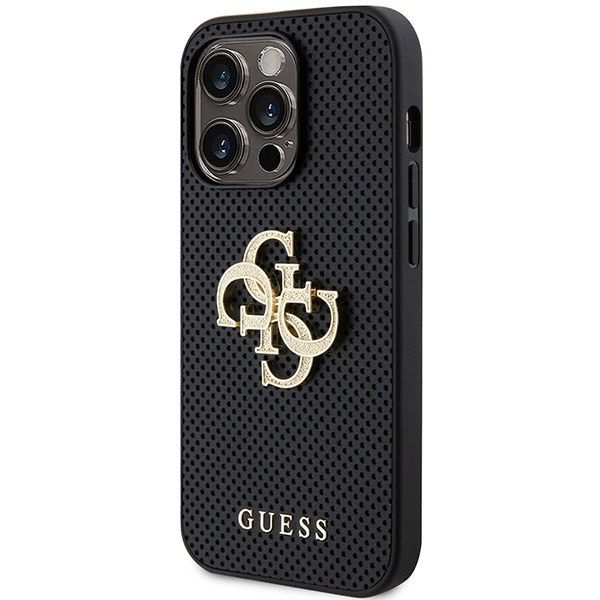 Guess GUHCP15XPSP4LGK iPhone 15 Pro Max czarny/black hardcase Leather Perforated 4G Glitter Logo