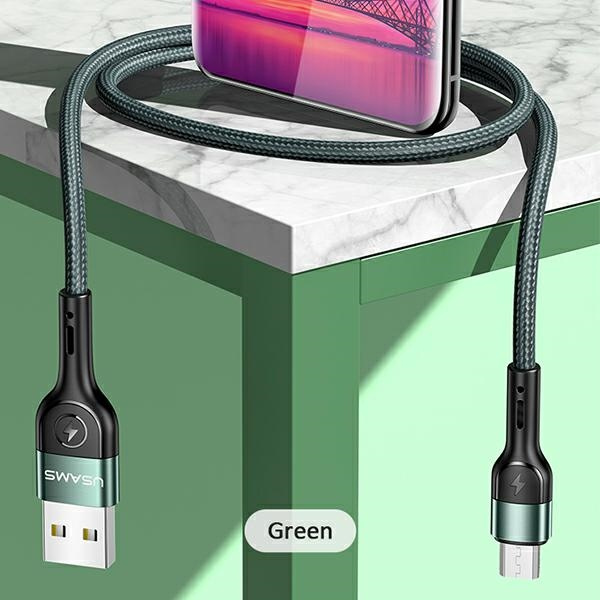 USAMS Nylon Cable U55 2A microUSB green 1m SJ450USB02 (US-SJ450)