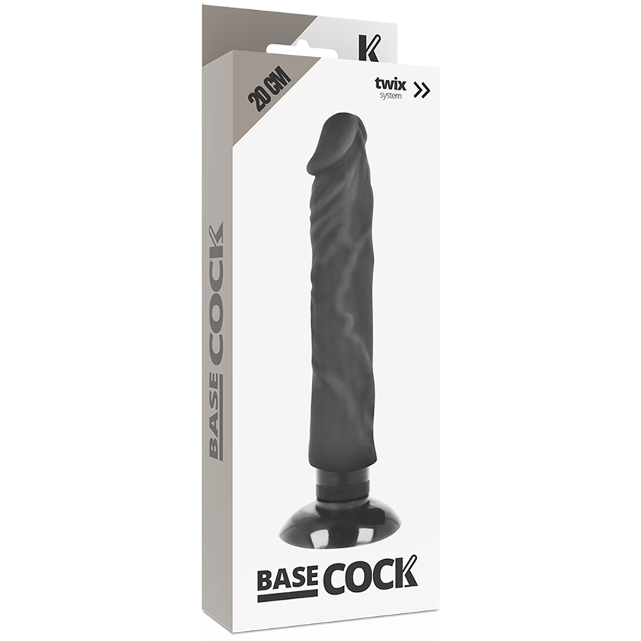 BASECOCK - REALISTIC VIBRATOR 2-1 BLACK 20 CM