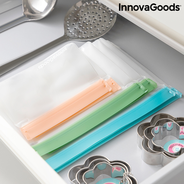 Set of Reusable Hermetically-sealed Bags Zags InnovaGoods 6 Pieces Set of Reusable Hermetically-sealed Bags Zags InnovaGoods 6 Pieces