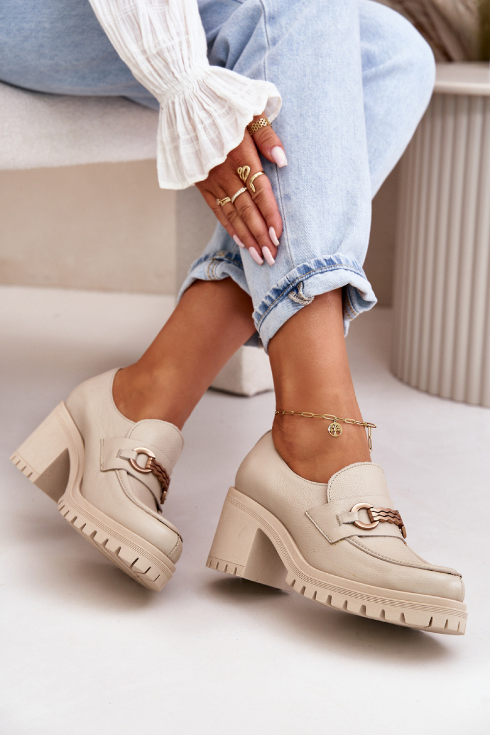  Heeled low shoes model 199811 Step in style  beige