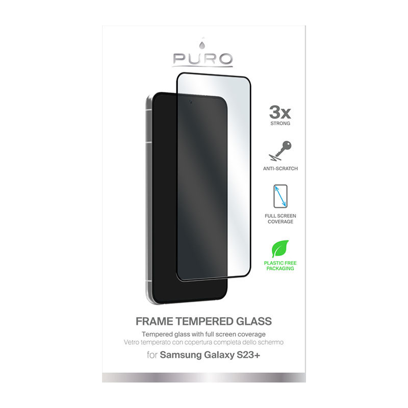 PURO Frame Tempered Glass Samsung Galaxy S23+ Plus (black frame)
