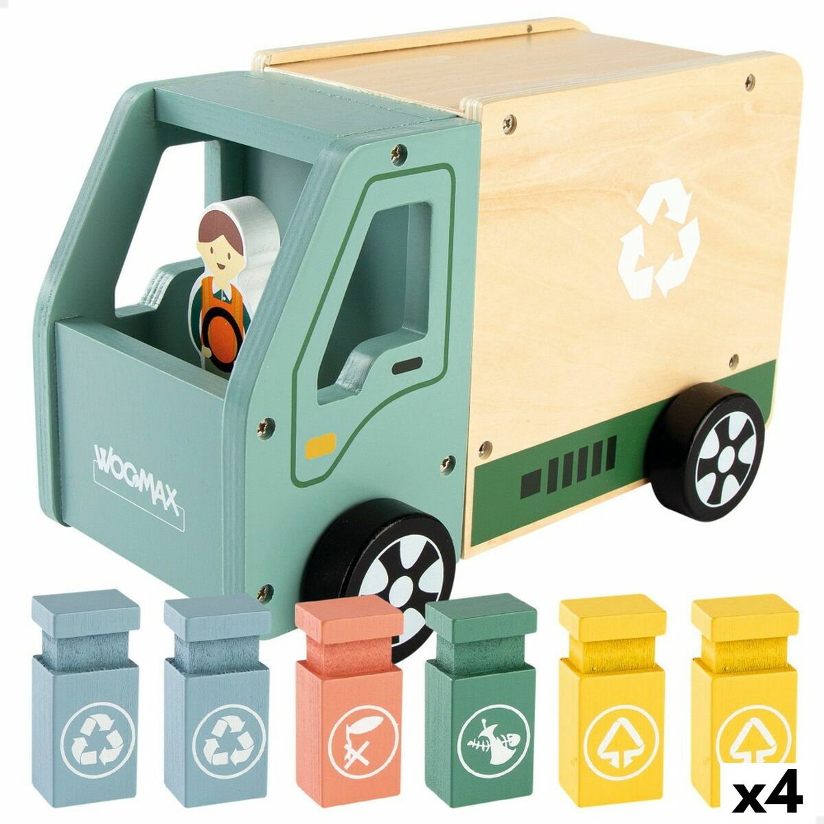 Müllwagen Woomax 8 Stücke Spielzeug 24 x 15 x 13,5 cm (4 Stück)