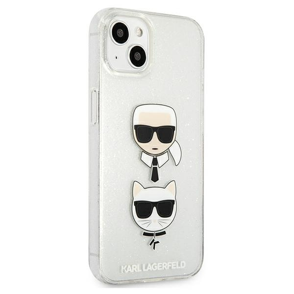 Karl Lagerfeld KLHCP13SKCTUGLS Apple iPhone 13 mini silver hardcase Glitter Karl`s & Choupette