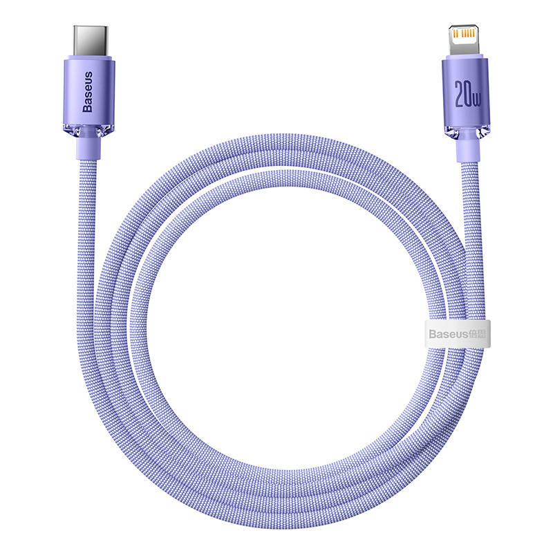 USB-C do Lightning Baseus Crystal Cable, 20W, PD, 1.2m (purple)
