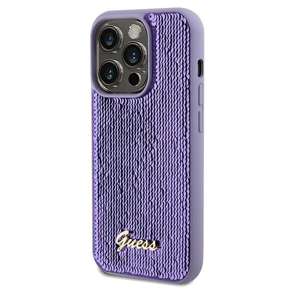 Guess GUHCP14LPSFDGSU Apple iPhone 14 Pro hardcase Sequin Script Metal purple