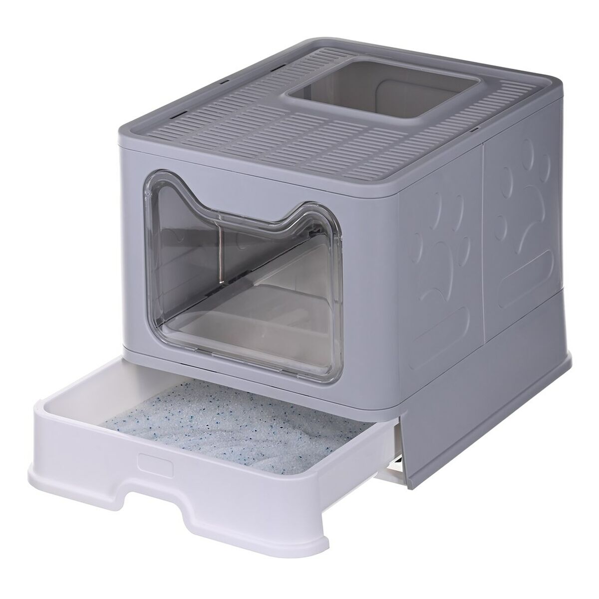 Cat Litter Box Diamentiq Yoko White Grey Plastic Cat Litter Box Diamentiq Yoko White Grey Plastic
