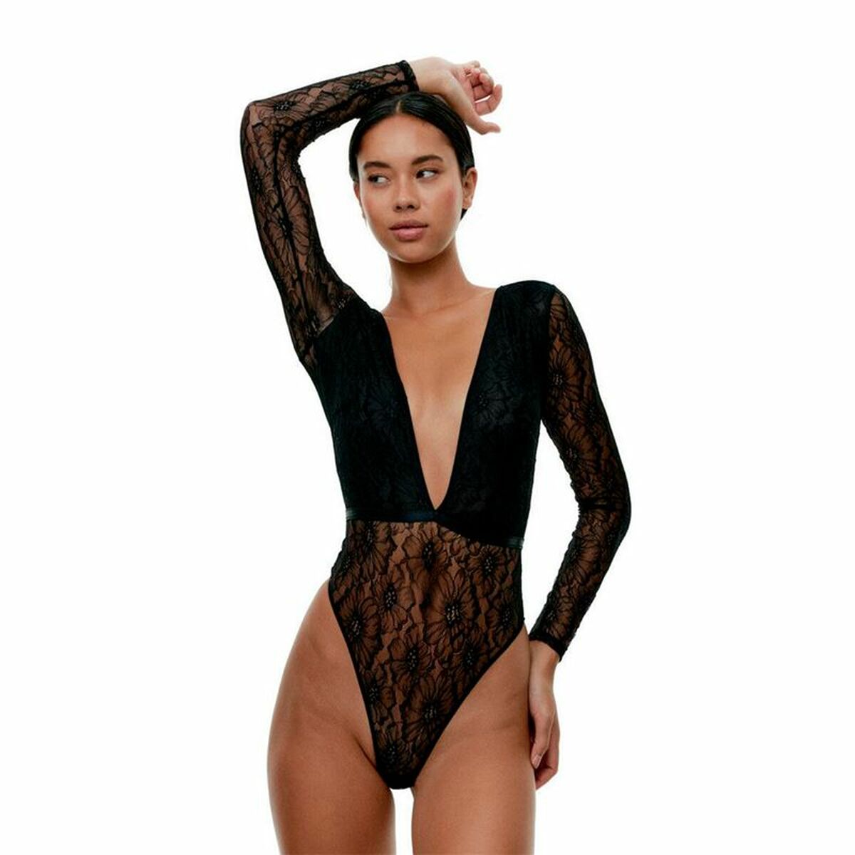 Leotard Black Limba  Long Sleeve Sade Black