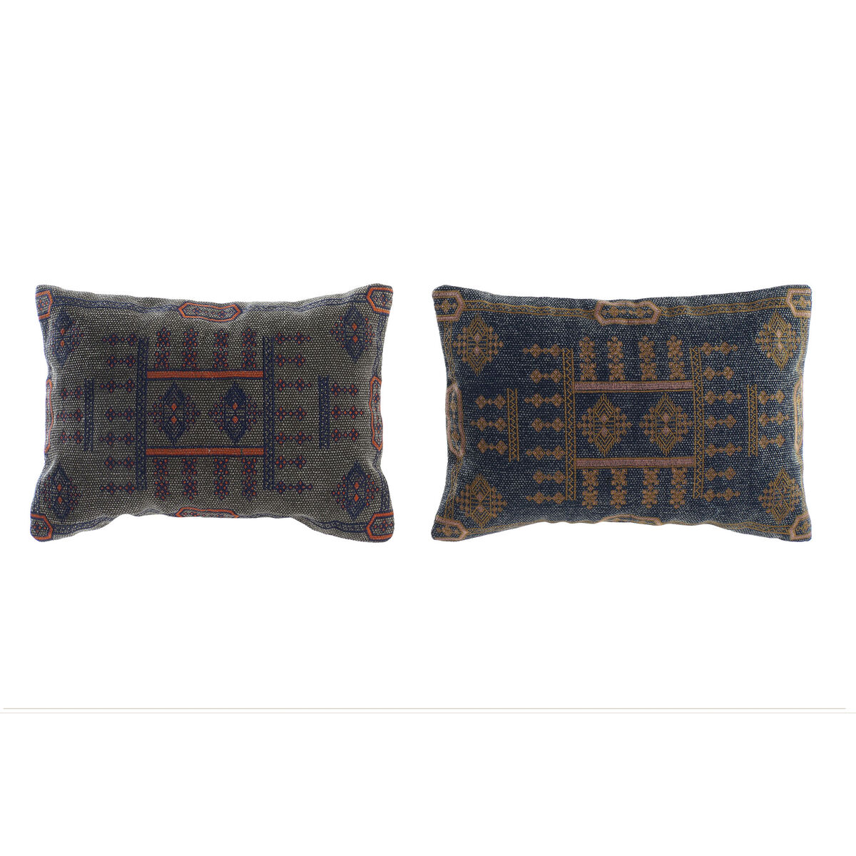 Cushion DKD Home Decor 50 x 10 x 35 cm Blue Orange Arab (2 Units)