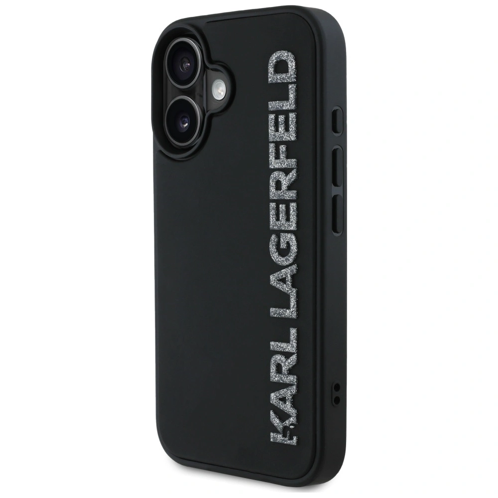 Karl Lagerfeld HC 3D Rubber Elongated Glitter Apple iPhone 16 black