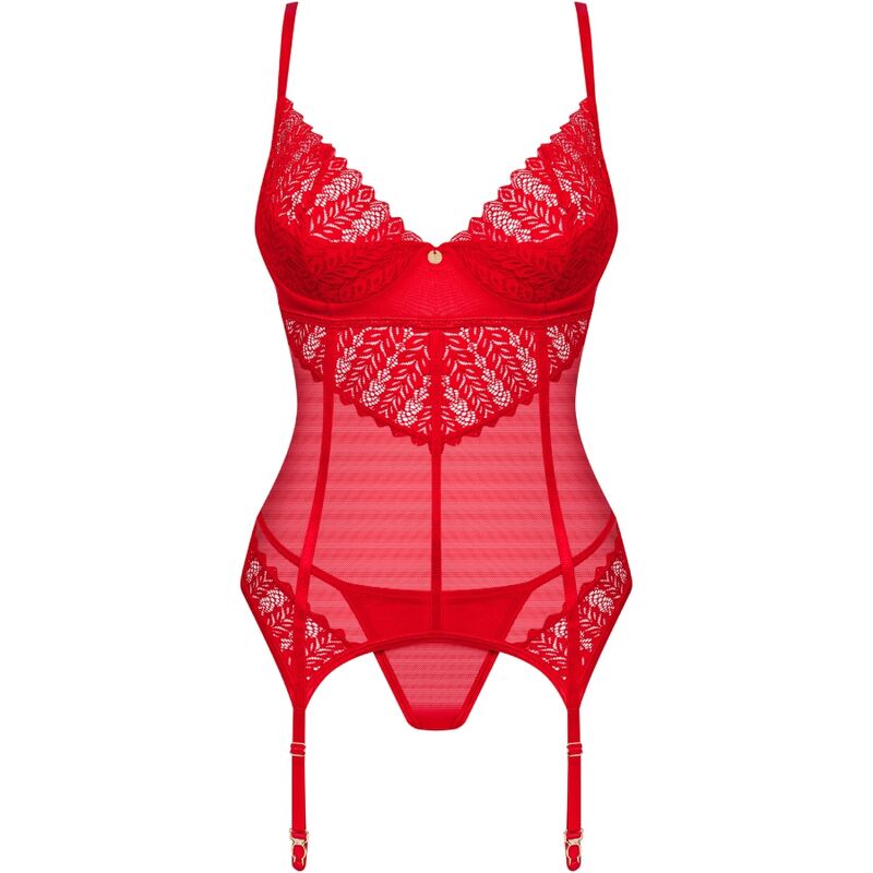 OBSESSIVE - INGRIDIA CORSET & THONG RED  M/L