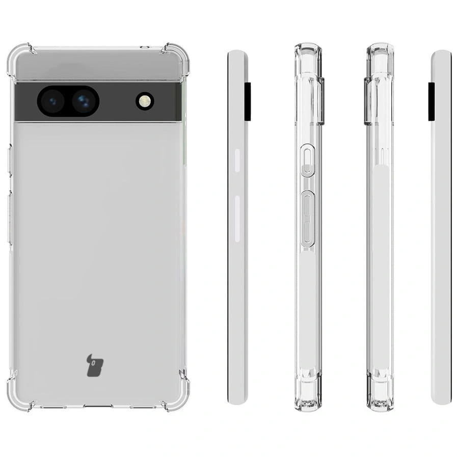 Bizon Case Clear Pack case + 2x screen glass + lens glass Google Pixel 7A clear