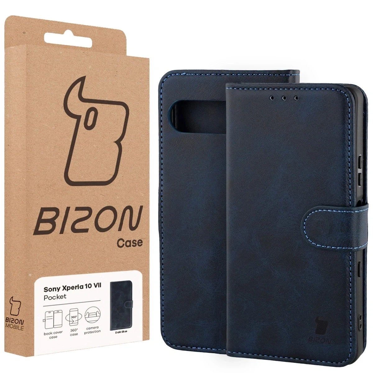Etui z klapką Bizon Case Pocket do Sony Xperia 10 VII granatowe