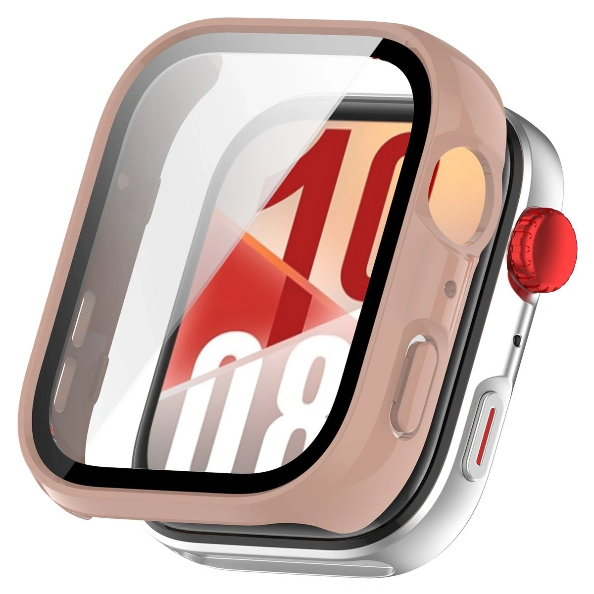 Etui ze szkłem do zegarka Bizon Case+Glass Watch do Huawei Watch Fit 4 różowe