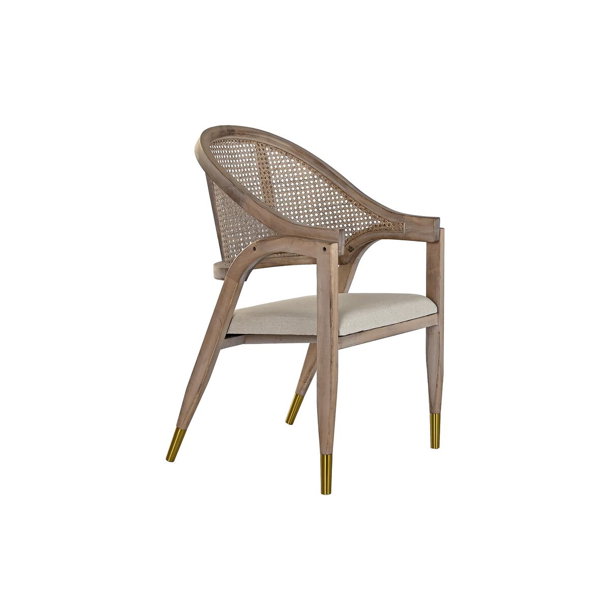 Chair with Armrests DKD Home Decor Beige Fir Polyester (59 x 55 x 88 cm)