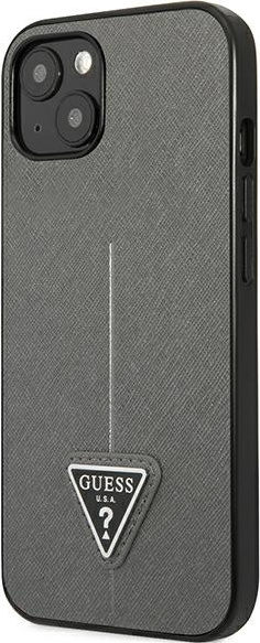 Guess GUHCP13SPSATLG Apple iPhone 13 mini silver hardcase Saffiano Triangle Logo