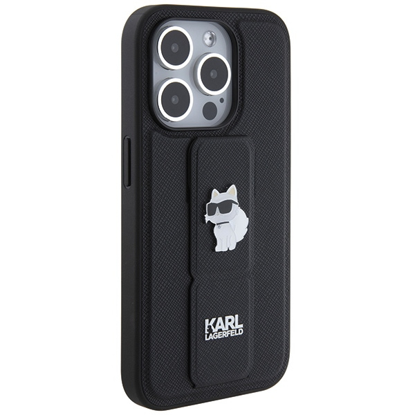 Karl Lagerfeld KLHCP14XGSACHPK Apple iPhone 14 Pro Max hardcase Gripstand Saffiano Choupette Pins black