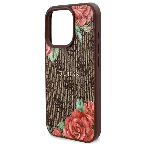 Guess GUHMP16LP4ROPEMCW Apple iPhone 16 Pro hardcase 4G Flowers Print MagSafe brown