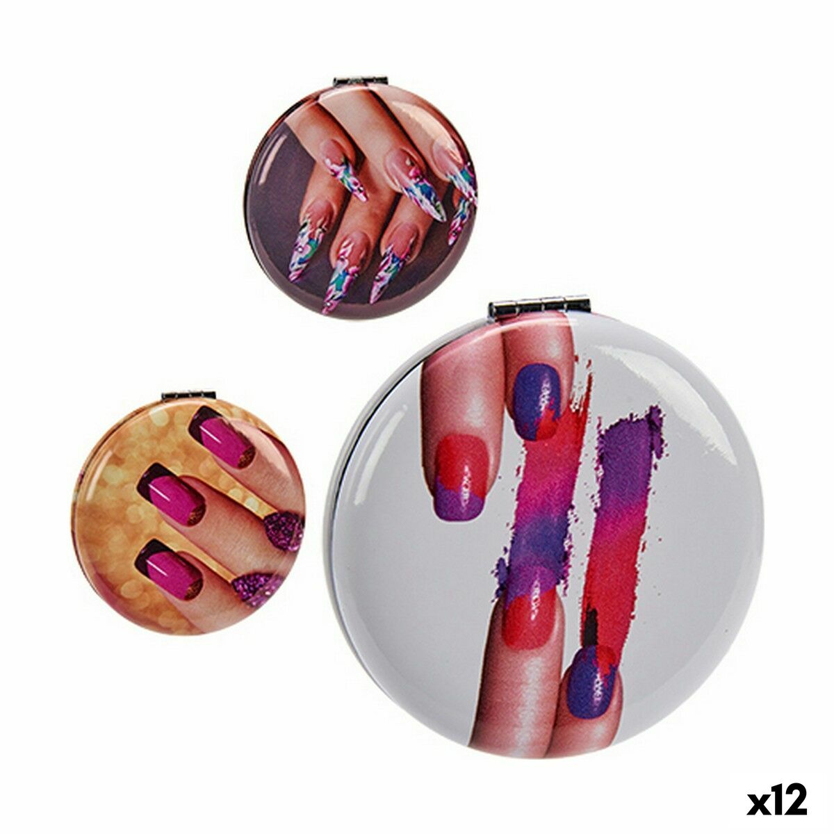 Pocket Mirror 8 x 2,4 x 8 cm Nails (12 Units)